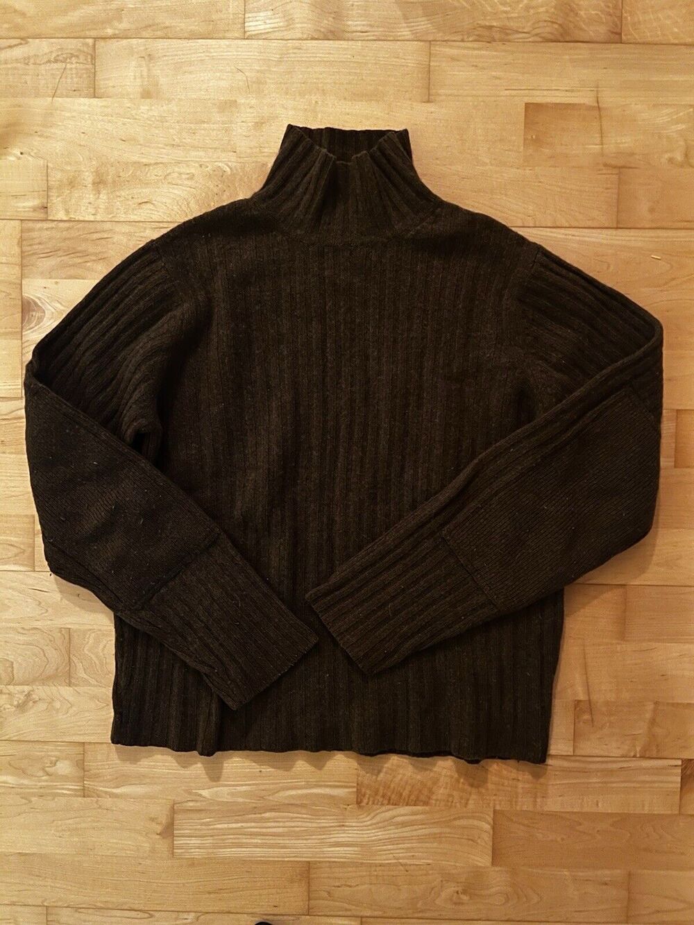 VTG Abercrombie And Fitch Brown Ribbed Elbow Pads Sweater Mockneck LambsWool M